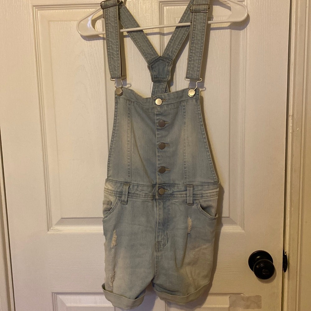Francesca’s overalls light wash